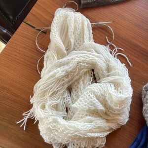 Cream White Crochet Scarf